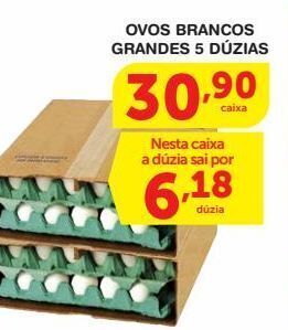 Roldão Ovos brancos grandes 5 dúzias oferta