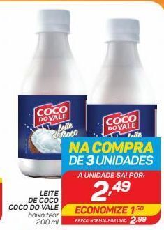 GBarbosa Leite de coco coco do vale baixo teor 200 ml oferta