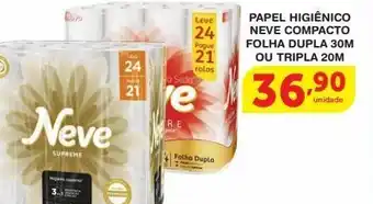 Roldão Papel higiênico neve folha dupla 30m ou tripla 20m oferta