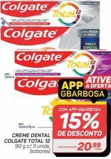 GBarbosa Creme dental colgate total 12 90 g c/ 3 unids. (sabores) oferta