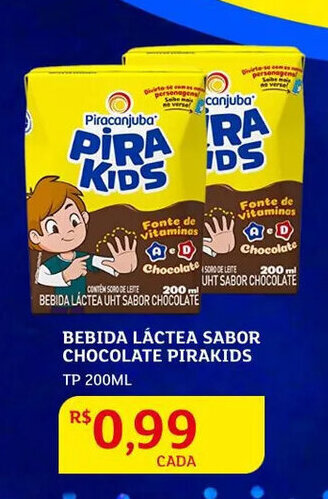 Assaí Atacadista Bebida Láctea Sabor Chocolate Pirakids 200ml oferta