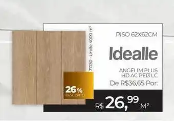 ABC da Construção Piso 62x62cm idealle 26% desconto oferta