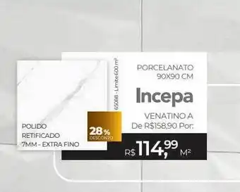 ABC da Construção Porcelanato 90x90 cm incepa 28% desconto oferta