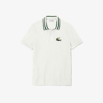 Polo masculina lacoste slim fit em piqué com crocodilo bordado