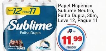 Tonin Superatacado Papel higiênico sublime neutro, folha dupla, 30m, leve 12, pague 11 oferta
