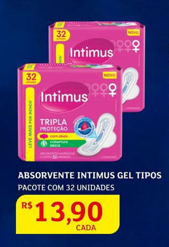 Absorvente Intimus Gel Tipos 32unidades