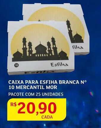 Assaí Atacadista Caixa para Esfiha Branca N 10 Mercantil Mor 25 unidades oferta