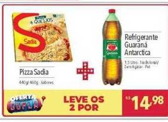 Supermercados Condor Pizza sadia + refrigerante guaraná antarctica oferta