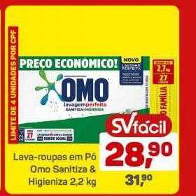 Lava-roupas em pó omo sanitiza & higieniza