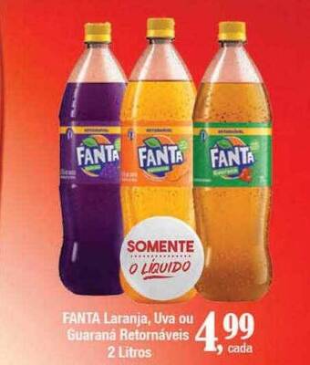 Supermercados Unidos Fanta laranja uva ou guaraná retornáveis oferta