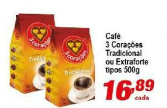Café 3 Corações Tradicional ou Extraforte tipos 500g