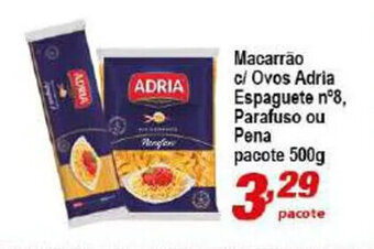 Peri Supermercado Macarrão c/ ovos Adria Espaguete N8 Parafuso ou Pena pacote 500g oferta