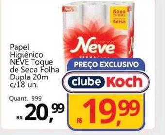 Supermercados Koch Papel higienico neve toque de seda folha dupla oferta