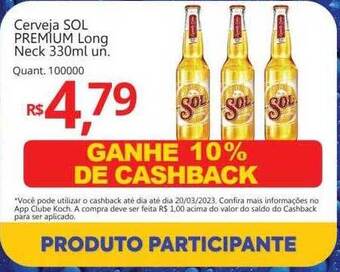 Supermercados Koch Cerveja sol premium long neck oferta