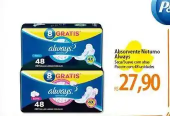 Atacadão Absorvente noturno always seca-suave com abas pacote com 48 oferta