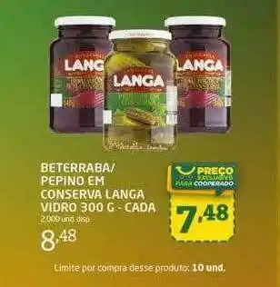 Beterraba pepino em conserva langa