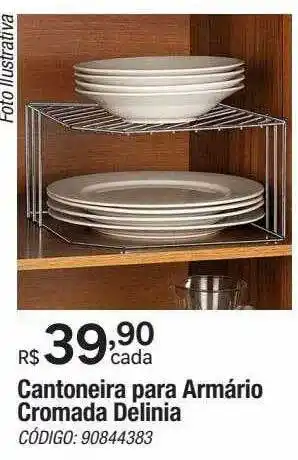 Cantoneira para armário cromada delinia