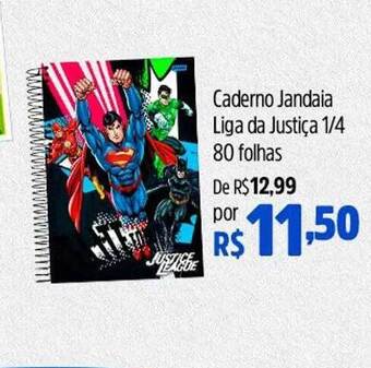 Supermercados Baklizi Caderno jandaia liga da justiça 1 4 80 folhas oferta