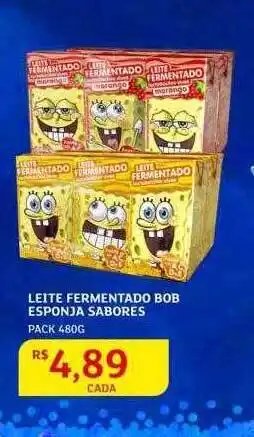 Assaí Atacadista Leite fermentado bob esponja sabores pack oferta