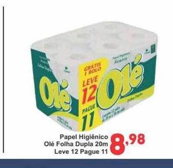 Rede Super Compras Papel higiênico olé folha dupla 20m leve 12 pague 11 oferta
