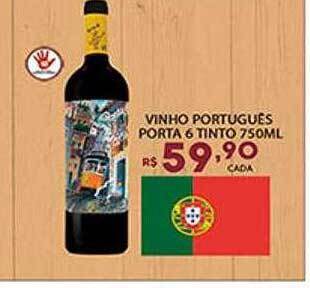 Supermercado Porecatu Vinho português porta 6 tinto oferta