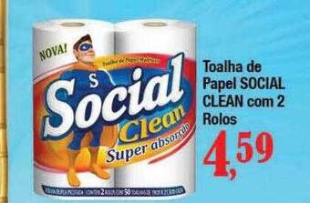 Supermercados Unidos Toalha de papel social clean com 2 rolos oferta