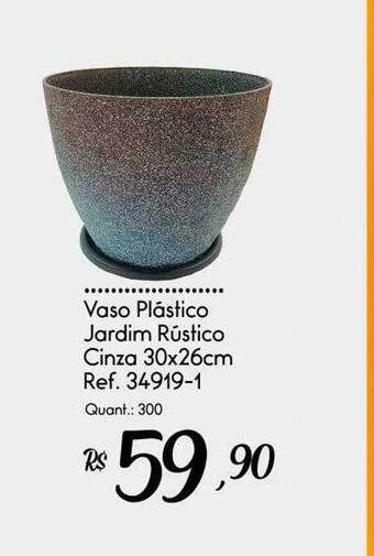Giassi Supermercados Vaso plástico jardim rústico cinza 30x26cm oferta