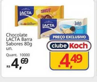 Supermercados Koch Chocolate lacta barra sabores oferta