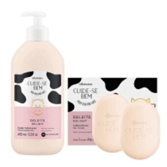 O Boticário Combo cuide-se bem deleite: loção corporal 400ml + 2 sabonetes em barra oferta