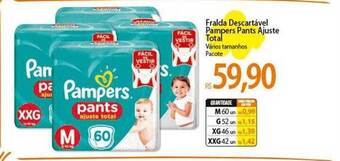 Atacadão Fralda descartável pampers pants ajuste total vários tamanhos pacote oferta