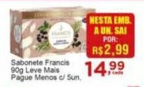 Rossi Supermercado Sabonete Francis 90g Leve mais pague Menos c/5un oferta