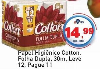Tonin Superatacado Papel higiênico cotton, folha dupla, 30m, leve 12, pague 11 oferta