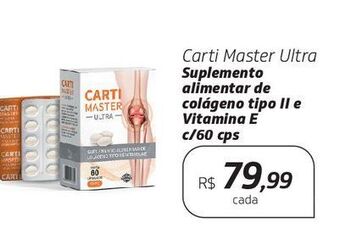 Carti master ultra suplemento alimentar de colágeno tipo ii e vitamina e c/60 cps