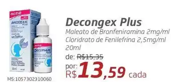 Drogal Decongex plus maleato de bronfeniramina 2mg/ml cloridrato de fenilefrina 2,5mg/ml 20ml oferta