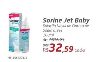 Drogal Sorine jet baby solução nasal de cloreto de sódio 0,9% 100ml oferta