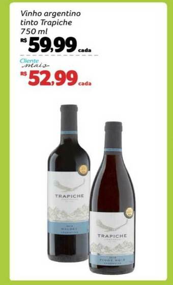 Pão de Açúcar Vinho Argentino Tinto Trapiche 750ml oferta