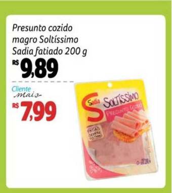Pão de Açúcar Presunto Cozido Magro Soltíssimo Sadia Fatiado 200g oferta