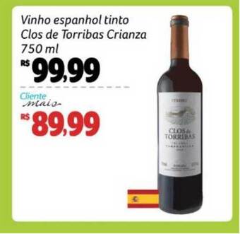 Pão de Açúcar Vinho Espanhol Tinto Clos De Torribas Crianza 750ml oferta