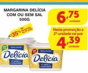 Roldão Margarina delícia com ou sem sal 500g oferta
