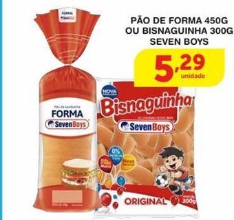 Roldão Pão de forma 450g ou bisnaguinha 300g seven boys oferta
