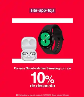 Lojas Americanas Fones e Smartwatches Samsung 10% de desconto oferta