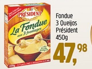 Supermercados Guanabara Fondue 3 Queijos President 450g oferta