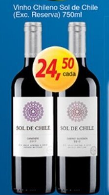 Supermercados Guanabara Vinho Chileno Sol de Chile (exc, Reserva) 750ml oferta