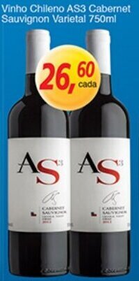 Vinho Chileno AS3 Cabernet Sauvignon Varietal 750ml