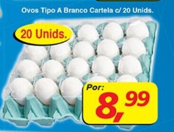 Supermercados Guanabara Ovos Tipo A Branco Cartela c/ 20 unids. oferta