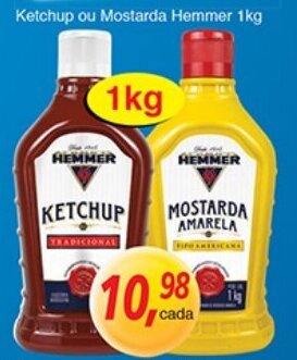 Supermercados Guanabara Ketchup ou Mostarda Hemmer 1kg oferta