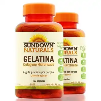 Kit 2 colágeno gelatina 4g sundown 100 cápsulas