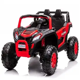 Carrefour Carro, carrinho elétrico infantil off road a bateria 12v 2 assentos com suspensão de mola, sopbost, vermelho oferta
