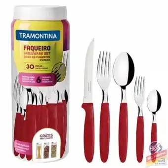 Supermercados Santa Helena Faqueiro tramontina ipanema verm c 30pcs oferta