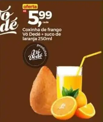 Frangolândia Coxinha de frango Vó Dedé + Suco de laranja 250ml oferta
